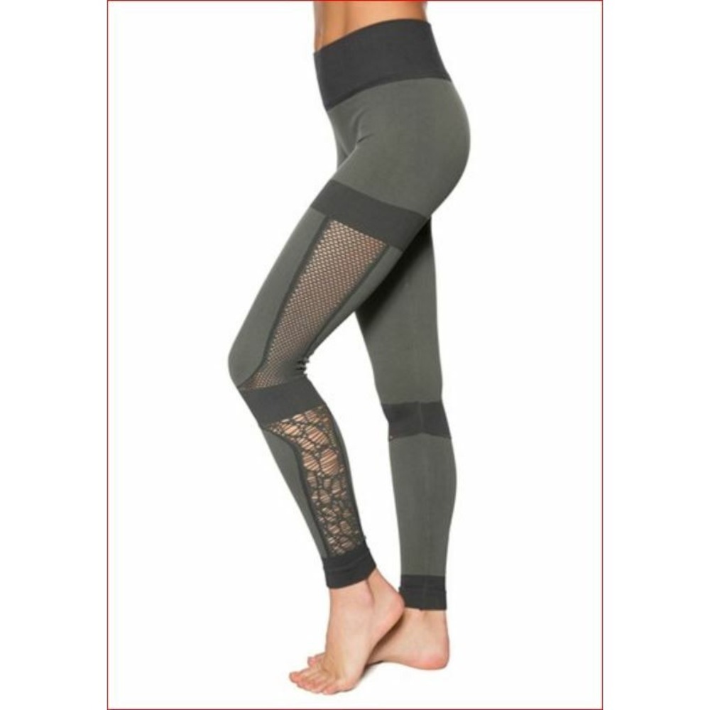 Nux women legging light compression Tasha USA LA made bronze brown sz L $118